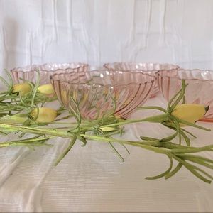 Set 4 VTG France Rosaline Pink Swirl Dessert Bowls